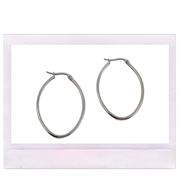 NEW Stainless Steel Polished Silver Hoop Earrings, Lot of 3 - Picture 2 of 8
